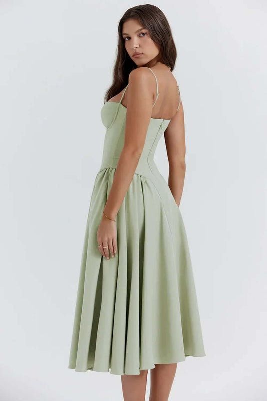 Feminine Strapless Bodycon Mid Length Dress - Luxivelle