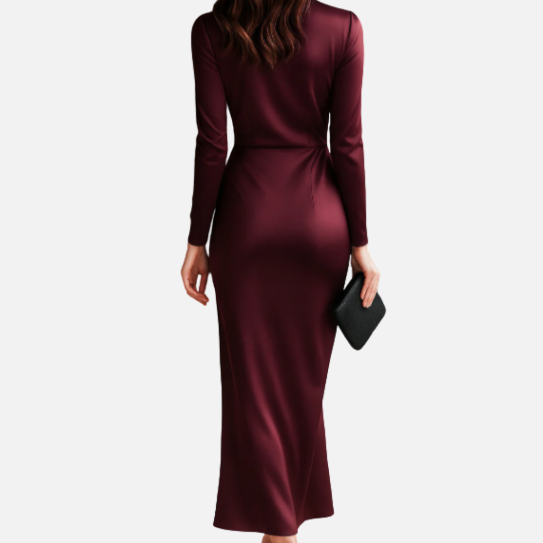 SATIN WRAP MIDI DRESS