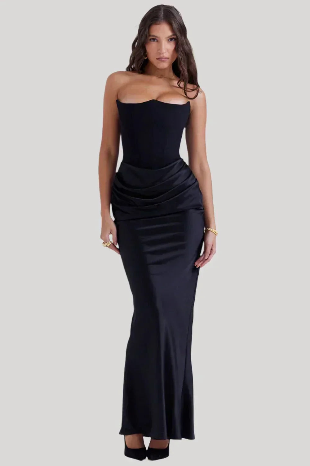 Variant image for Luna | Satin Maxi Dress for Women - Elegant Strapless Long Dress-21