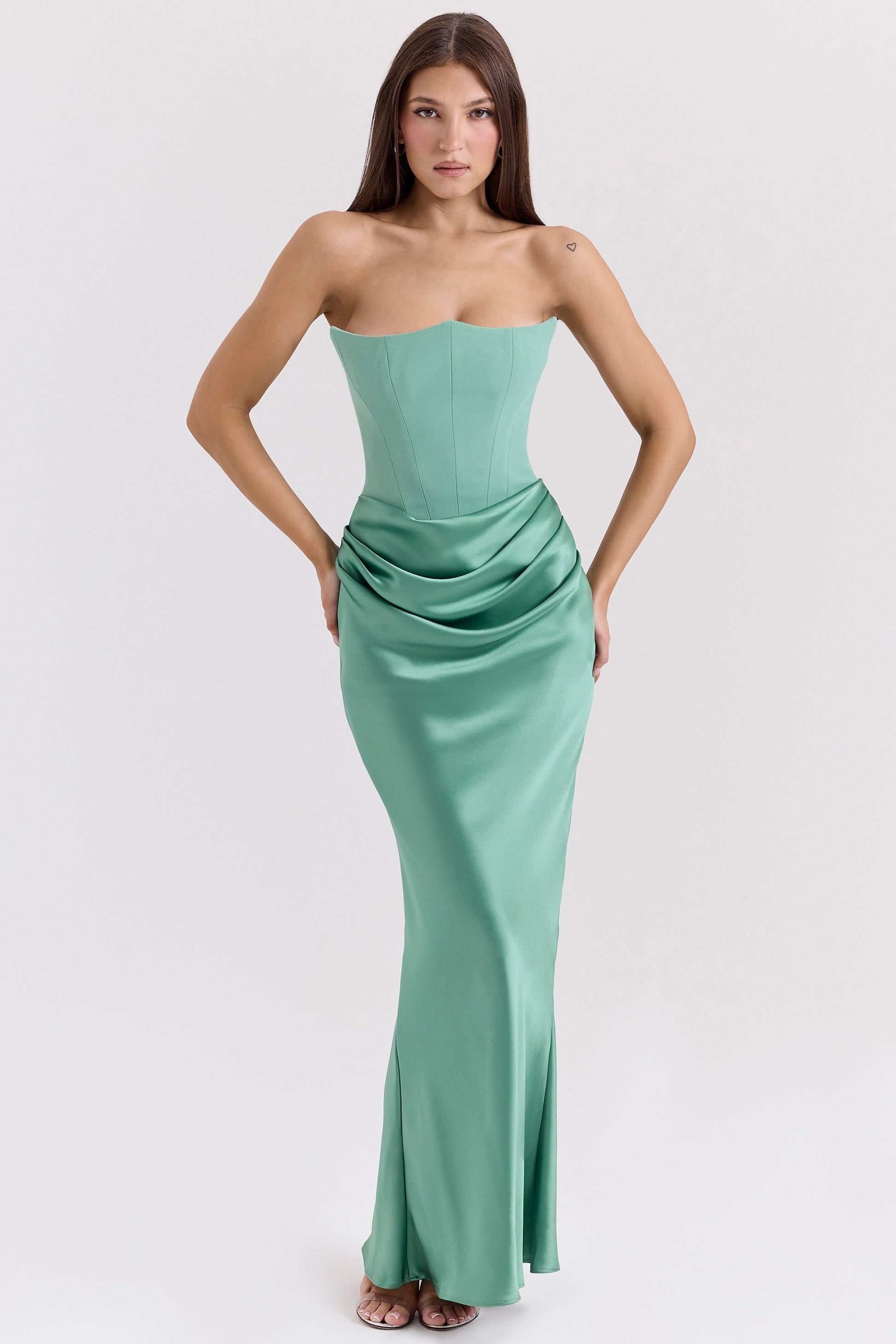 Luna | Satin Maxi Dress for Women - Elegant Strapless Long Dress-1