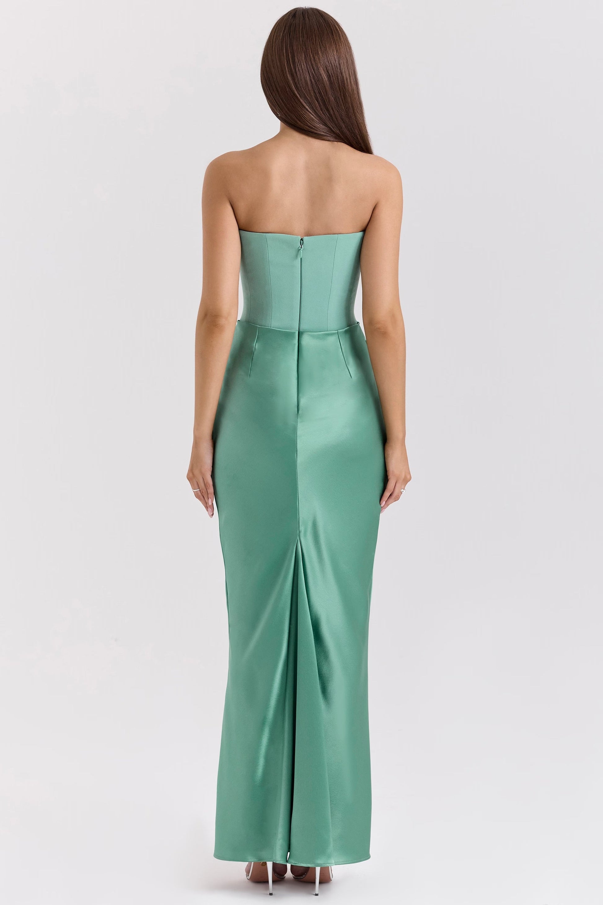 Luna | Satin Maxi Dress for Women - Elegant Strapless Long Dress-3