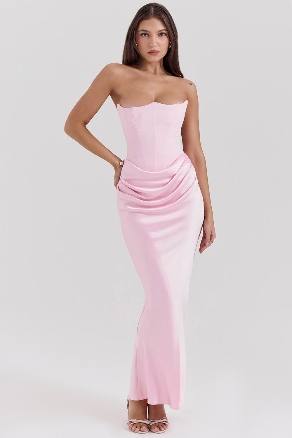 Luna | Satin Maxi Dress for Women - Elegant Strapless Long Dress-5