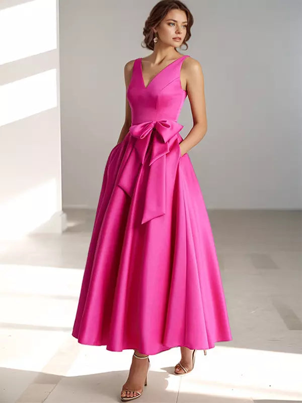MIDI DRESS WITH SATIN WAIST