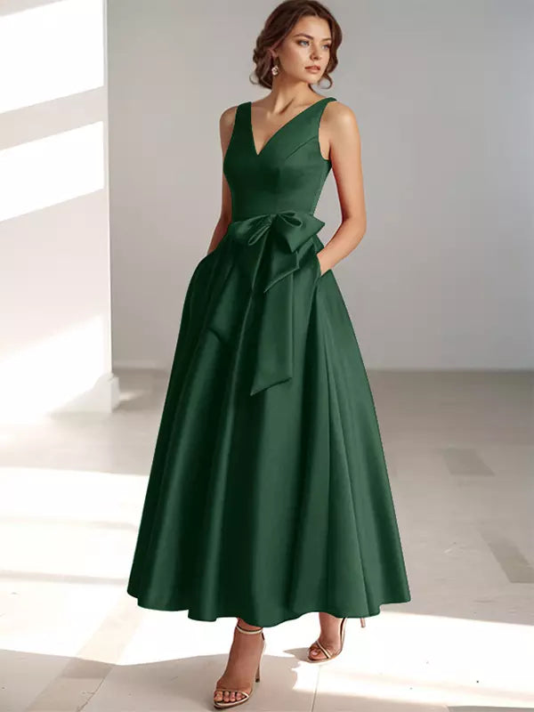 MIDI DRESS WITH SATIN WAIST