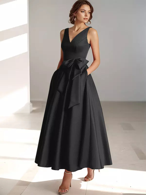MIDI DRESS WITH SATIN WAIST