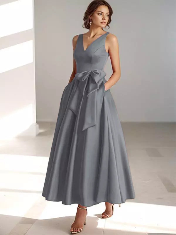MIDI DRESS WITH SATIN WAIST