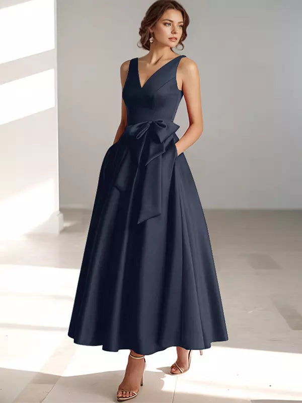 MIDI DRESS WITH SATIN WAIST