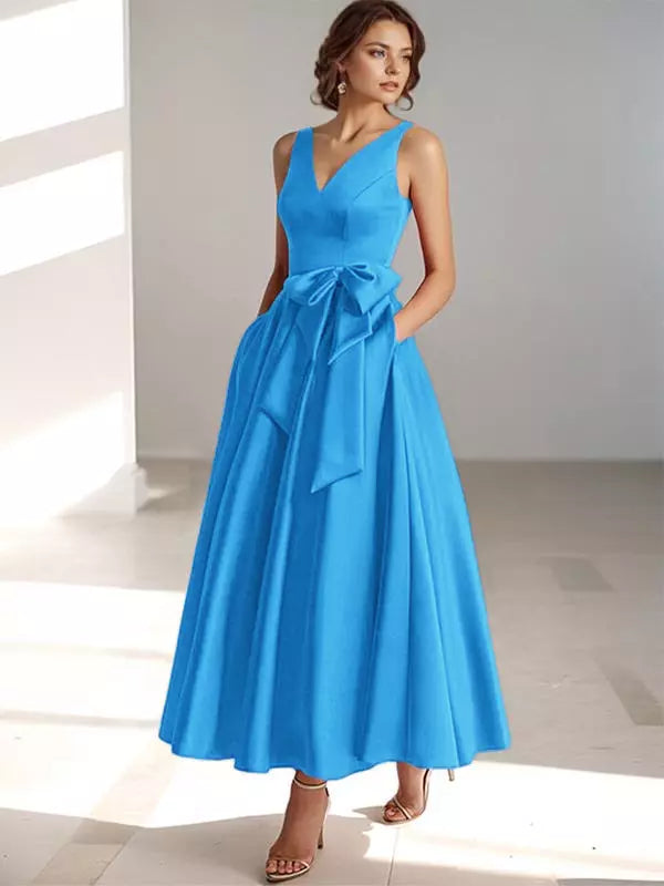 MIDI DRESS WITH SATIN WAIST