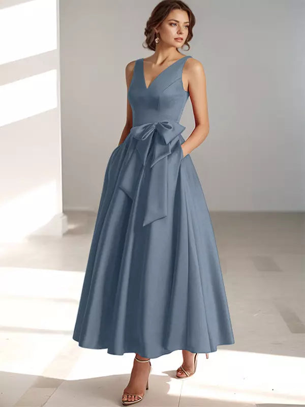 MIDI DRESS WITH SATIN WAIST