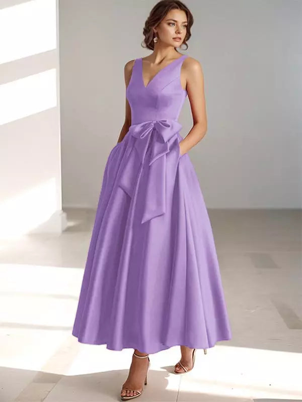 MIDI DRESS WITH SATIN WAIST