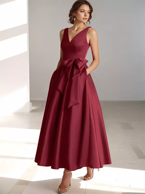 MIDI DRESS WITH SATIN WAIST