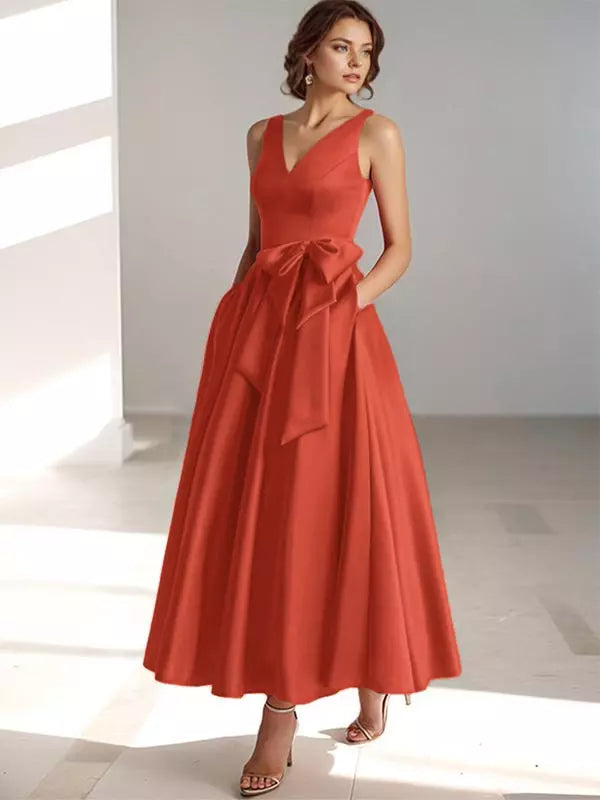 MIDI DRESS WITH SATIN WAIST