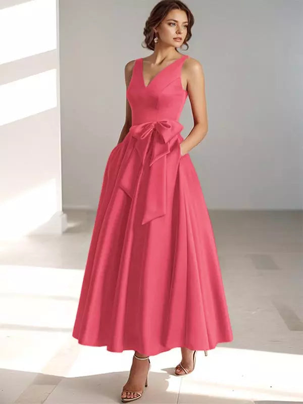 MIDI DRESS WITH SATIN WAIST