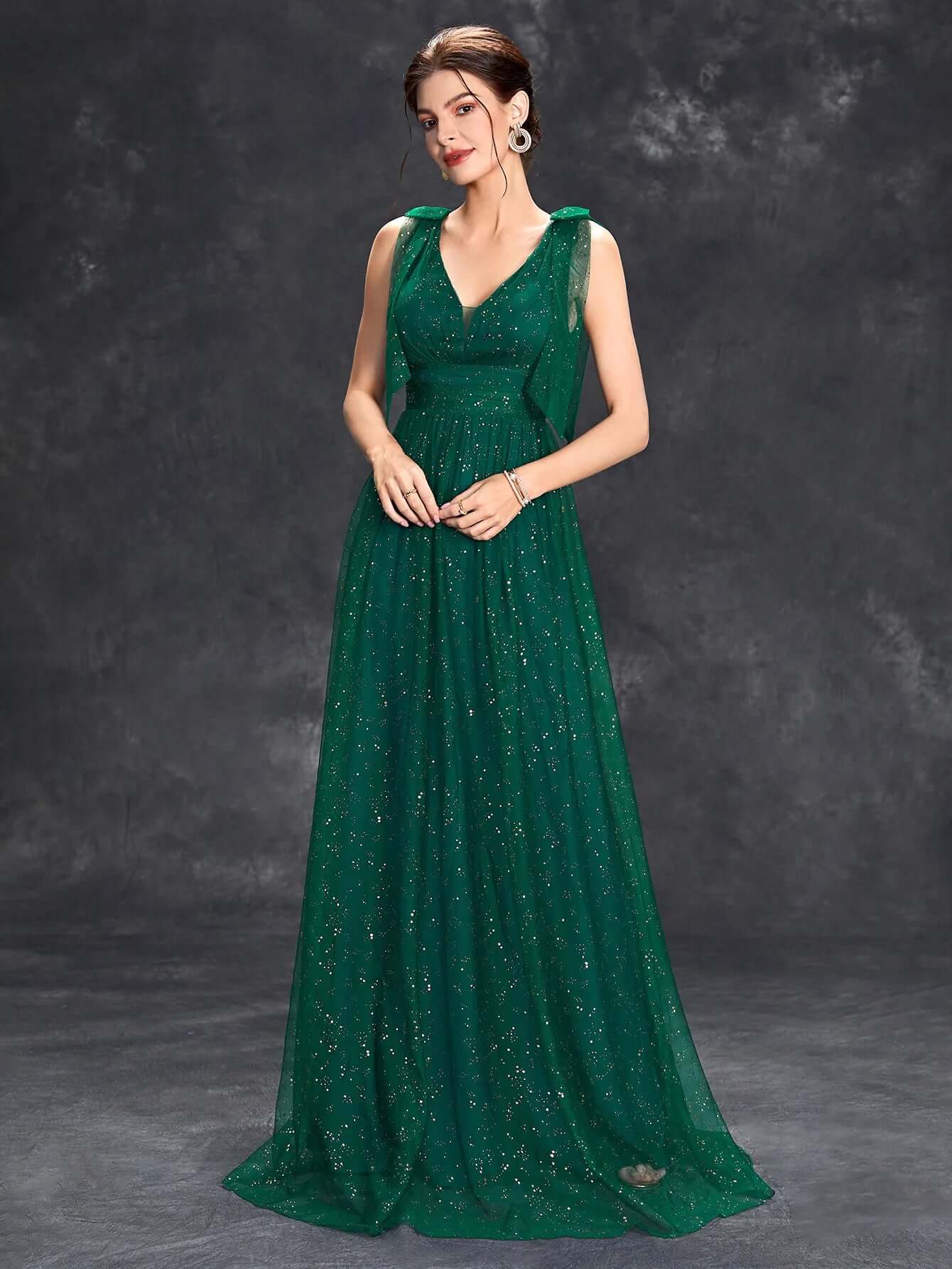 Sparkly High Neck Strapless Formal Maxi Dress - Luxivelle